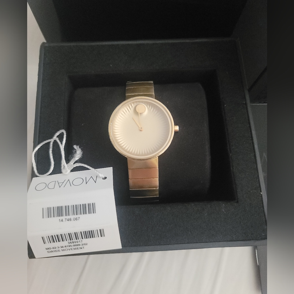 Movado Edge gold ladies watch with box and tags